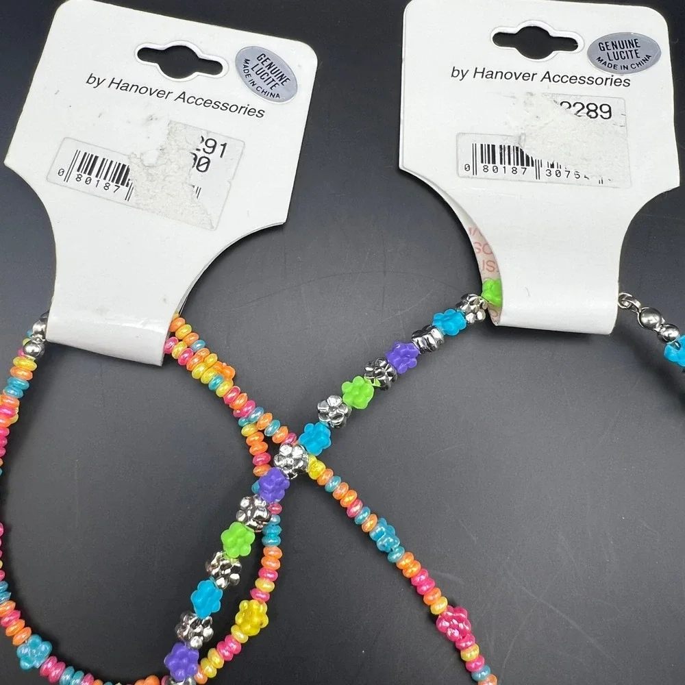 Lot of 2 L.J. Kids & Co Beaded Jewelry Vintage‎ 90s NOS Lucite Made in China